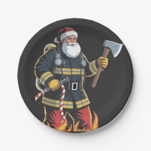 Feuerwehrmann Feuerwehr Weihnachtsbaum Santa Xmas Pappteller
