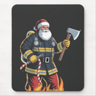 Feuerwehrmann Feuerwehrauto Weihnachtsbaum Santa X Mousepad
