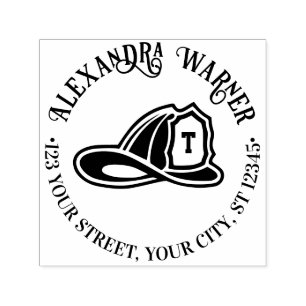 Feuerwehrmann Feuerwehrhelm Name Rücksendeadresse Permastempel