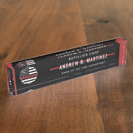 Feuerwehrmann: Feuerwehrleute mit roter Linie Rett Namensplakette