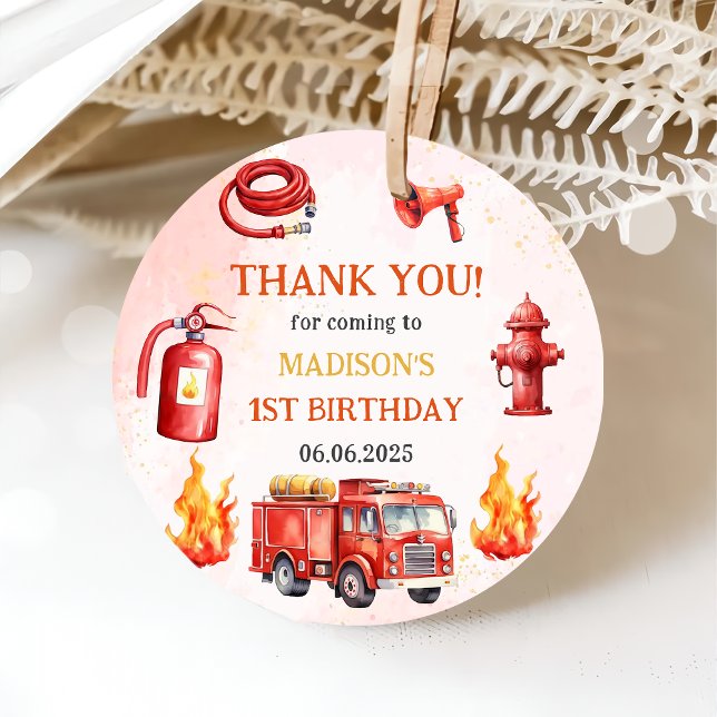 Feuerwehrmann Feuerwehrmann 1. Geburtstag Party Geschenkanhänger (Von Creator hochgeladen)