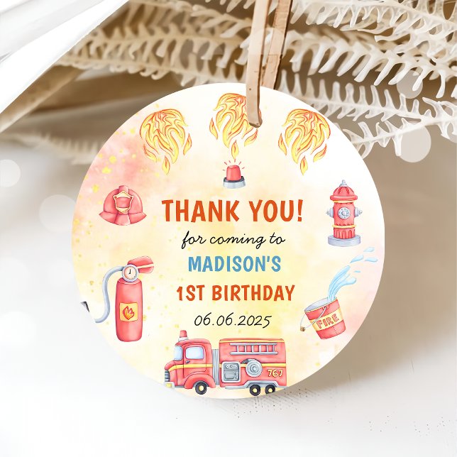 Feuerwehrmann Feuerwehrmann 1. Geburtstag Party Geschenkanhänger (Von Creator hochgeladen)