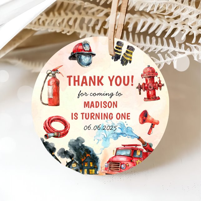 Feuerwehrmann Feuerwehrmann 1. Geburtstag Party Geschenkanhänger (Von Creator hochgeladen)