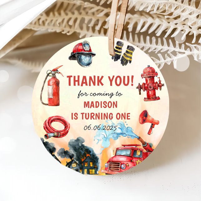 Feuerwehrmann Feuerwehrmann 1. Geburtstag Party Geschenkanhänger (Von Creator hochgeladen)