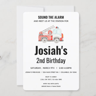 Feuerwehrmann - Feuerwehrmann - Alarm zum Geburtst Einladung