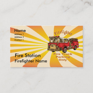 Feuerwehrmann Feuerwehrwagen Parken  Visitenkarte