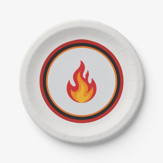 Feuerwehrmann-Flammen-Party-Teller aus Papier Pappteller (Vorderseite)