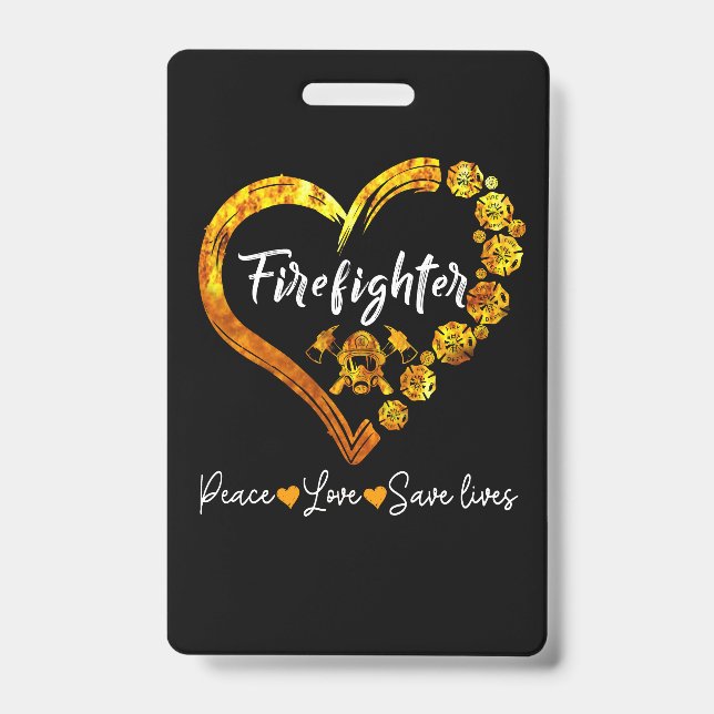 Feuerwehrmann Friedens-Liebe Rette Leben Ausweis (Vorderseite)