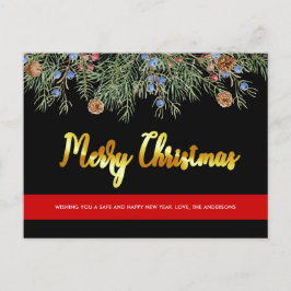 Feuerwehrmann Frohe Weihnachts-dünne rote Linie Feiertagspostkarte