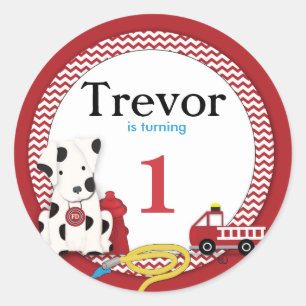 Feuerwehrmann-Geburtstags-Party-Aufkleber Runder Aufkleber