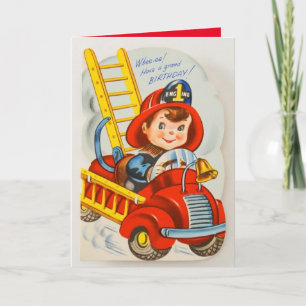 Feuerwehrmann Geburtstagskarte im Vintage-Stil 194 Karte