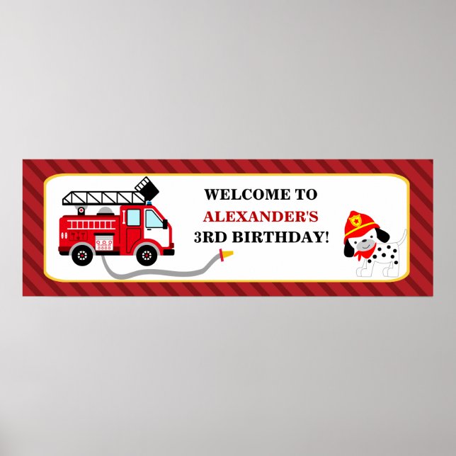 Feuerwehrmann Geburtstagsparty-Banner Poster (Vorne)