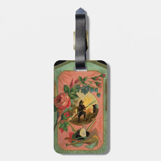 Feuerwehrmann, Gepäckmarke der 1880er Jahre Gepäckanhänger (Rückseite vertikal)