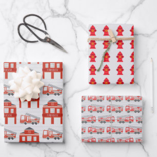 Feuerwehrmann-Geschenkpapier, Feuerwehr-Geschenkve Geschenkpapier Set