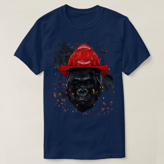 Feuerwehrmann Gorilla Ape Feuerwehr Fireman Mo T-Shirt (Design vorne)