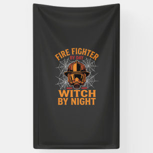 Feuerwehrmann Halloween Hexen Nacht Design Banner