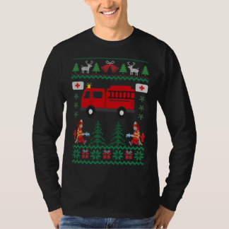 Feuerwehrmann-hässliche Weihnachtsstrickjacke T-Shirt