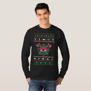 Feuerwehrmann-hässliches Strickjacke-Weihnachten T-Shirt