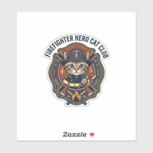 Feuerwehrmann Held Katze Grafik T-Shirt Kunst - Fe Aufkleber