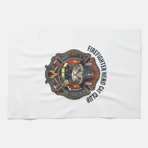 Feuerwehrmann Held Katze Grafik T-Shirt Kunst - Fe Geschirrtuch