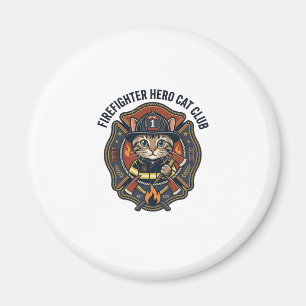 Feuerwehrmann Held Katze Grafik T-Shirt Kunst - Fe Magnet