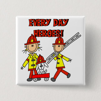 Feuerwehrmann-Held-T-Shirts und Geschenke Button