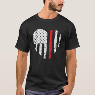 Feuerwehrmann Herz Liebe Bedrängte USA-Flagge Ehef T-Shirt