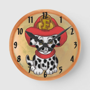 Feuerwehrmann-Hund-Uhr Runde Wanduhr