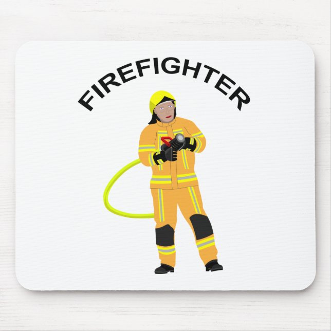 Feuerwehrmann im Sandfarb Einsatzkleidung Mousepad (Vorne)