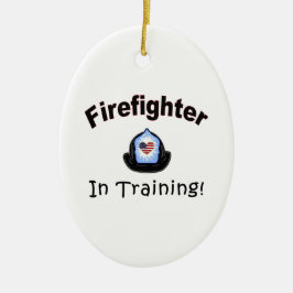 Feuerwehrmann im Training Keramikornament