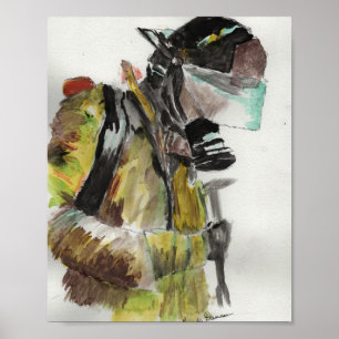 Feuerwehrmann in Aquarell Poster