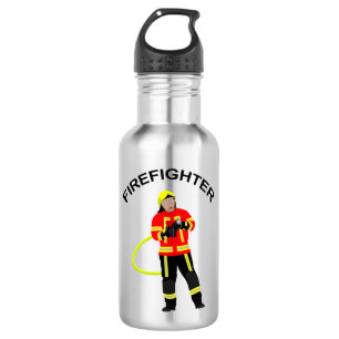 Feuerwehrmann in Einsatzkleidung  Edelstahlflasche