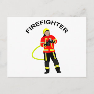 Feuerwehrmann in Einsatzkleidung  Postkarte