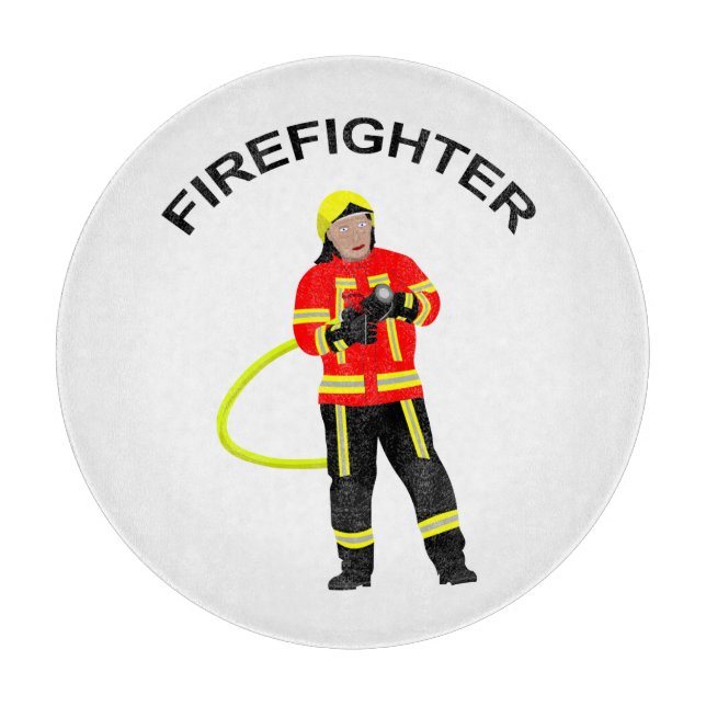 Feuerwehrmann in Einsatzkleidung Schneidebrett (Vorderseite)
