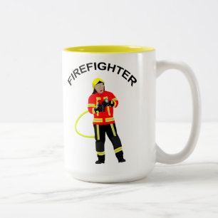 Feuerwehrmann in Einsatzkleidung  Zweifarbige Tass Tasse