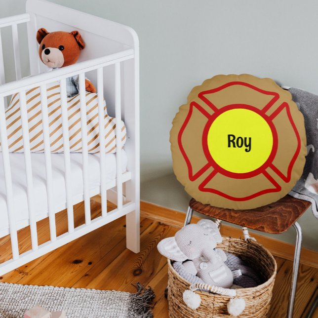 Feuerwehrmann-Individuelle Name Rundes Kissen (Von Creator hochgeladen)