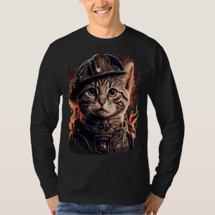 Feuerwehrmann Katzenkitten Feuerwehrhelm Feuerwehr T-Shirt
