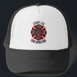 Feuerwehrmann-kundenspezifischer Text-Name Truckerkappe<br><div class="desc">Für Ihre Heldfeuerwehrmannkollegen Vati, Freund, Ehemann ... .. als Hochzeitsgeschenk, Geburtstagsgeschenk, Vater-tägiges Geschenk, Ruhestandsgeschenk….und mehr. Personifizieren Sie es mit dem Namen und dem jedem möglichen Text der Empfängers auf der Unterseite oder klicken Sie "besonders anfertigen es" Knopf, um zum Entwurfswerkzeug zu gehen, in dem Sie Bild die Größe neu bestimmen...</div>