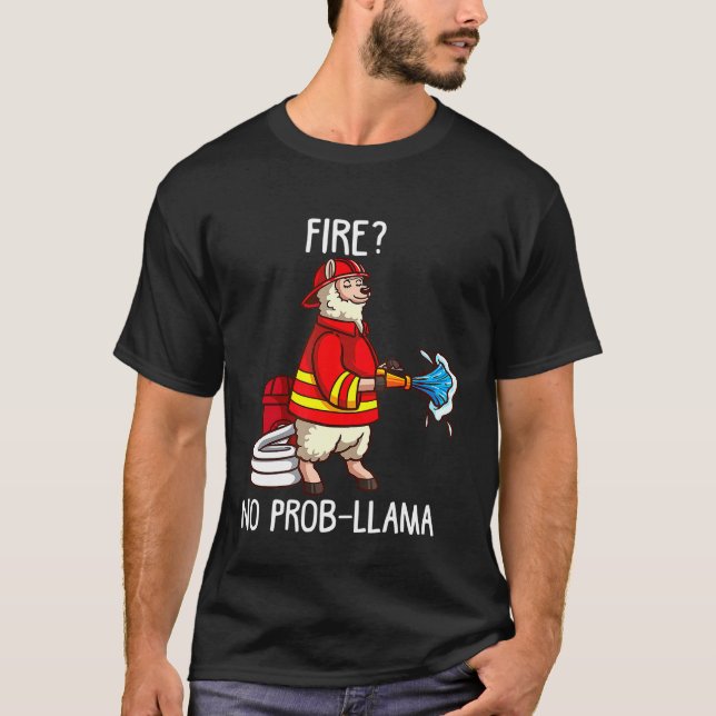 Feuerwehrmann Llama Alpaca Kinder für Feuerwehrmän T-Shirt (Vorderseite)