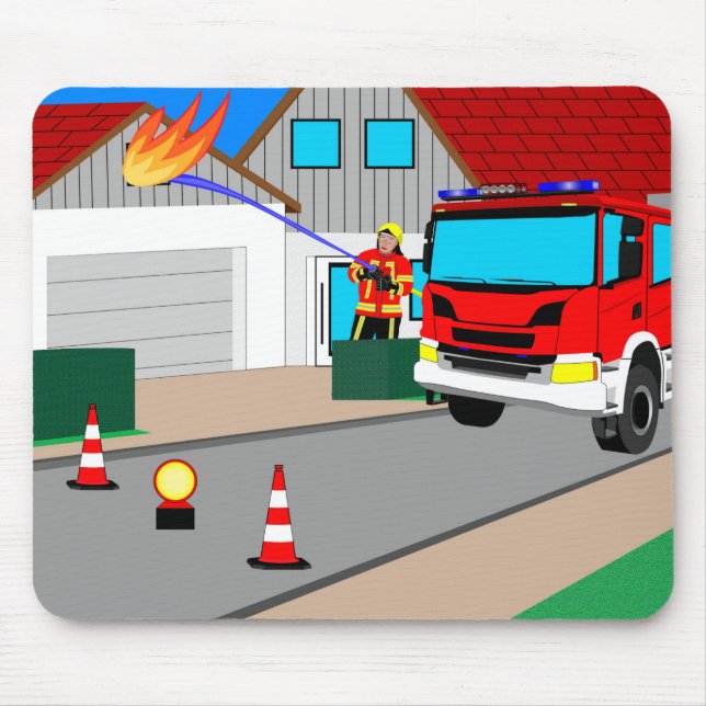 Feuerwehrmann löscht Garagenbrand Mousepad (Vorne)