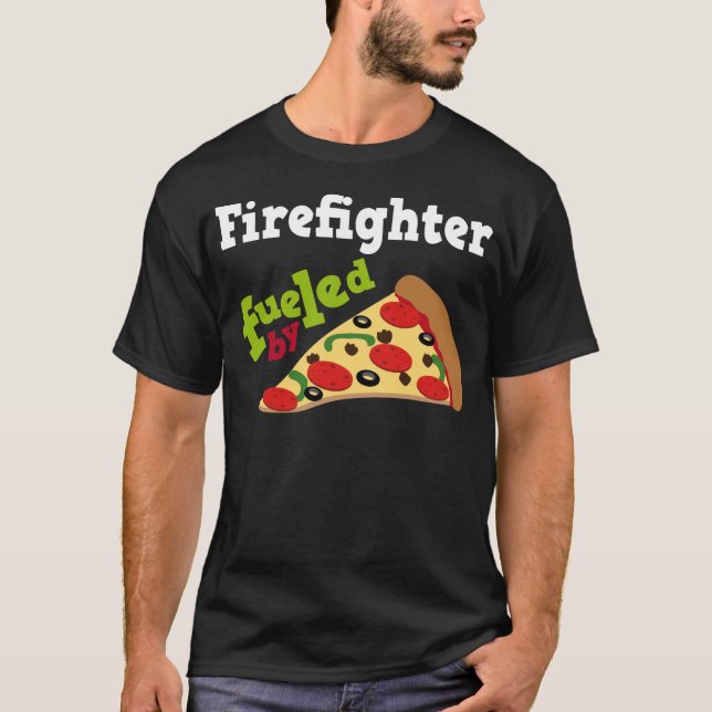 Feuerwehrmann-(lustige) Pizza T-Shirt (Vorderseite)