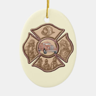 Feuerwehrmann Malteser Kreuzverzierung Keramikornament