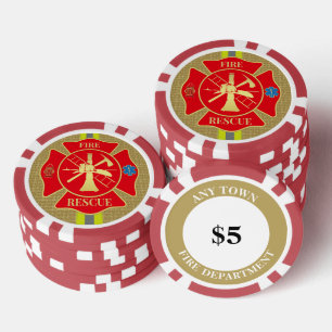 Feuerwehrmann Maltesische Cross Bunker Gear Art Pokerchips