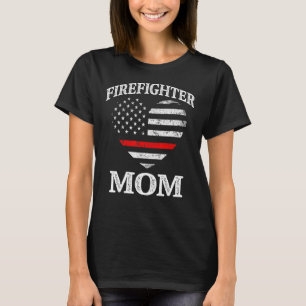 Feuerwehrmann Mama Patriotische US-Flagge Herzenfe T-Shirt