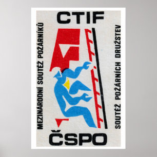 Feuerwehrmann Matchbox Kunstpostkarte, Tschechisch Poster