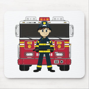Feuerwehrmann mit Feuer-Motor Mousepad