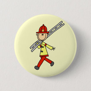 Feuerwehrmann mit Leiter T-Shirts und Geschenke Button