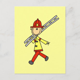 Feuerwehrmann mit Leiter T-Shirts und Geschenke Postkarte