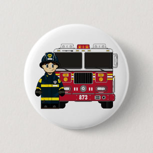 Feuerwehrmann mit Motor-Abzeichen Button