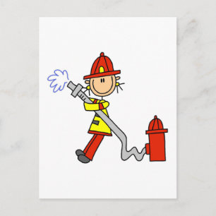 Feuerwehrmann mit Schlauch T-Shirts und Geschenke Postkarte